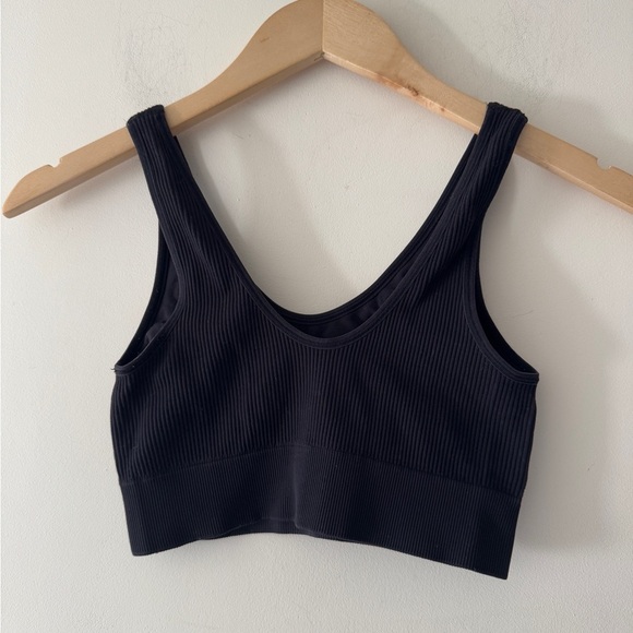 Aerie Black Seamless Ribbed Plunge Bralette - Picture 2 of 3